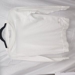Peter Millar White Crewneck Sweater Watercolor Embroidery Logo Women Medium